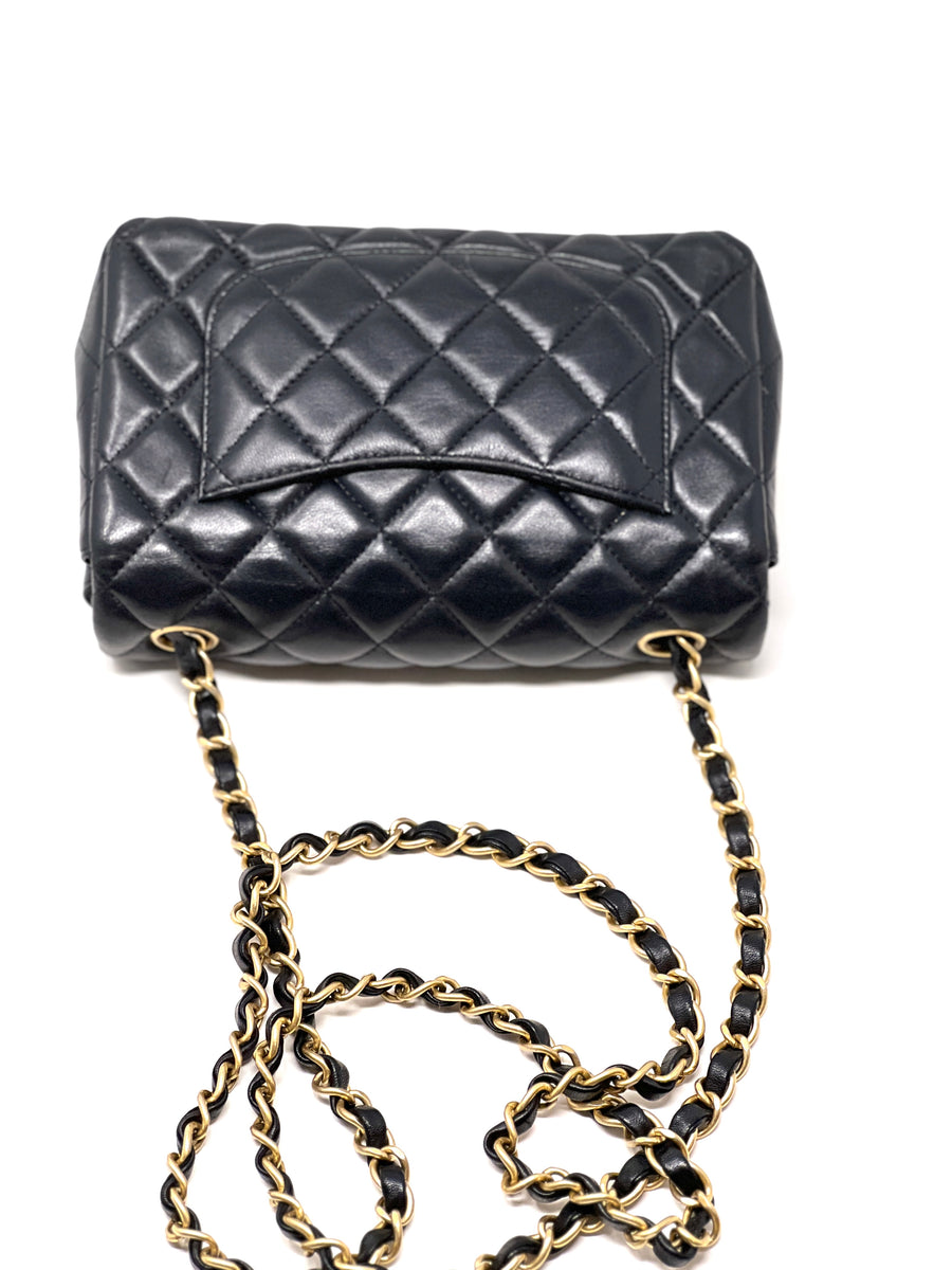 Chanel Vintage Black Quilted Lambskin Paris Double Flap Gold And