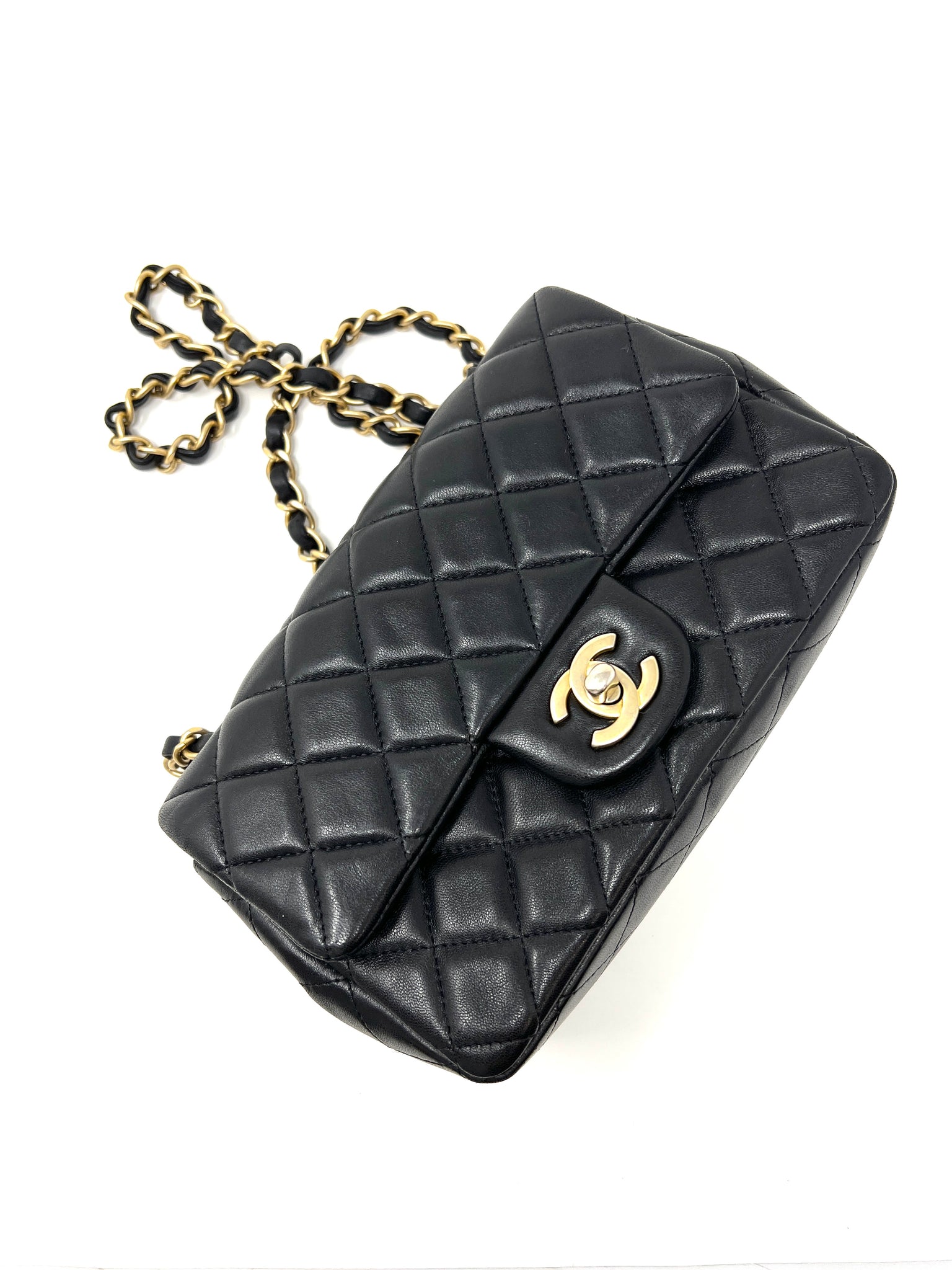 Black leather rectangular mini bag