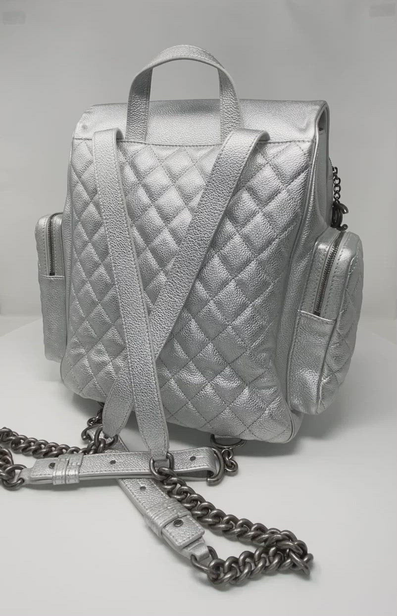 CHANEL CHANEL Rucksack Backpack bag Lambskin Silver SHW Used ｜Product  Code：2104102029216｜BRAND OFF Online Store