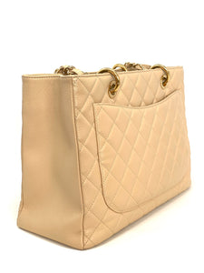 chanel second hand beige caviar leather back view