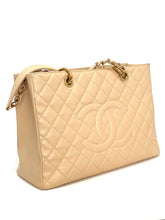 Load image into Gallery viewer, front view of second- hand Chanel GST beige gold hardware
