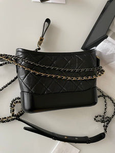 Chanel Black/White Quilted Aged Leather Small Gabrielle Hobo Chanel