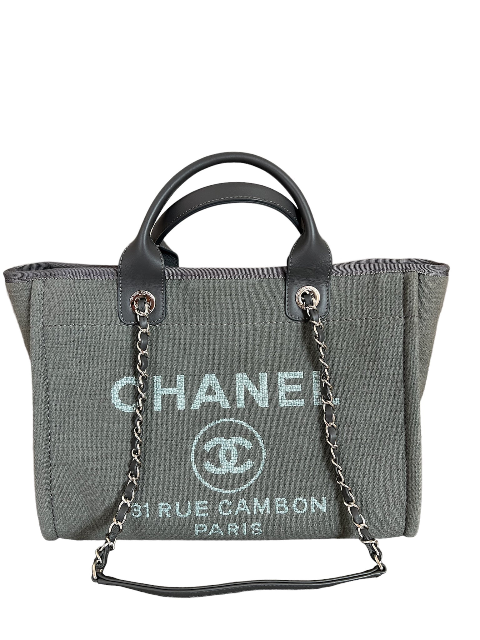 Chanel Gray Canvas Tote Bag