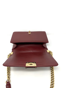 used chanel old boy medium bordeaux gold in excellent condition