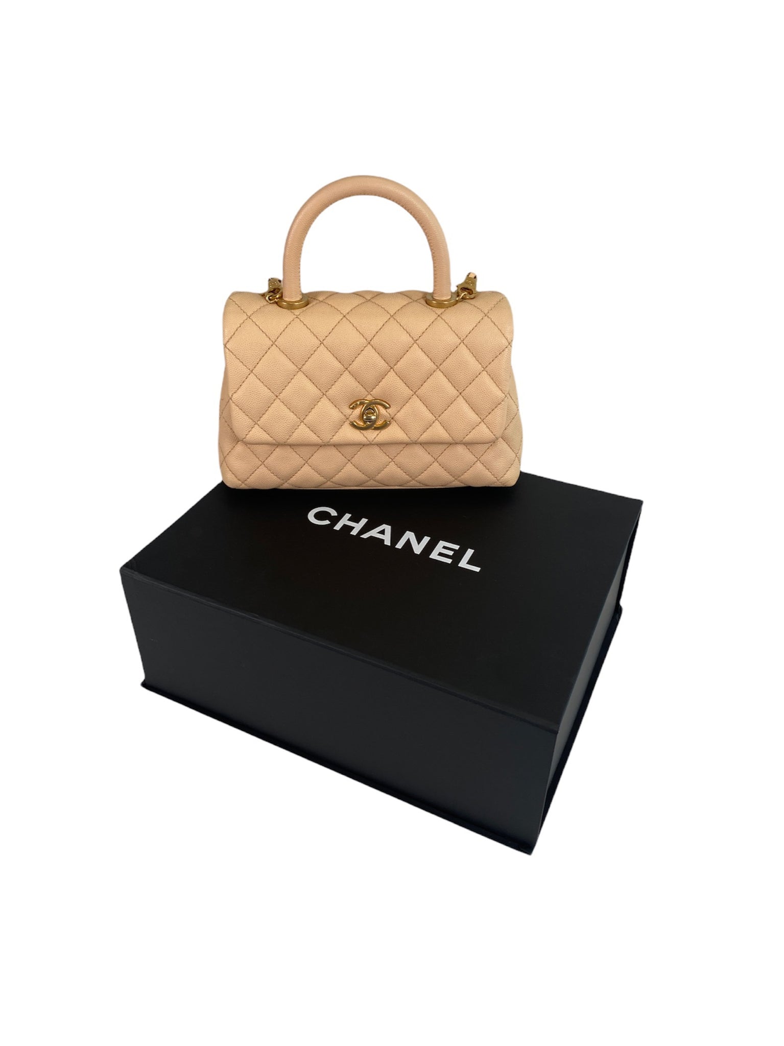 Shop Chanel Coco Handle Beige