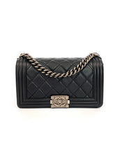 Load image into Gallery viewer, chanel old boy medium black front view
