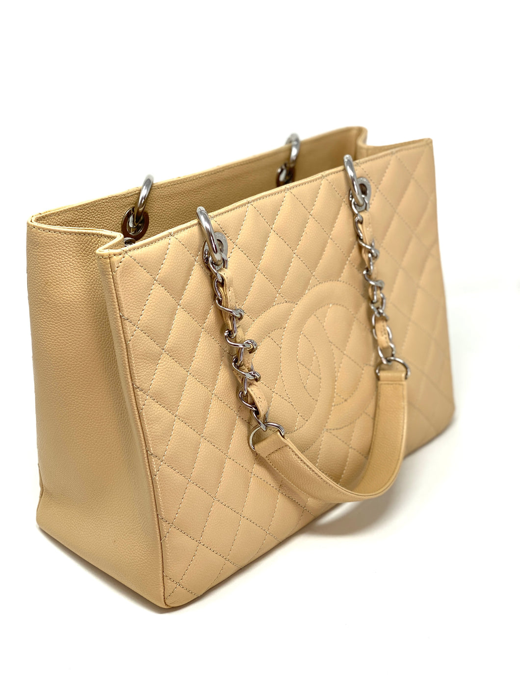 CHANEL Grand Shopping GST Caviar Leather Tote Bag Beige
