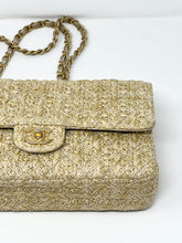 Load image into Gallery viewer, Chanel Classic Double Flap Medium Rafia Woven Straw Bag
