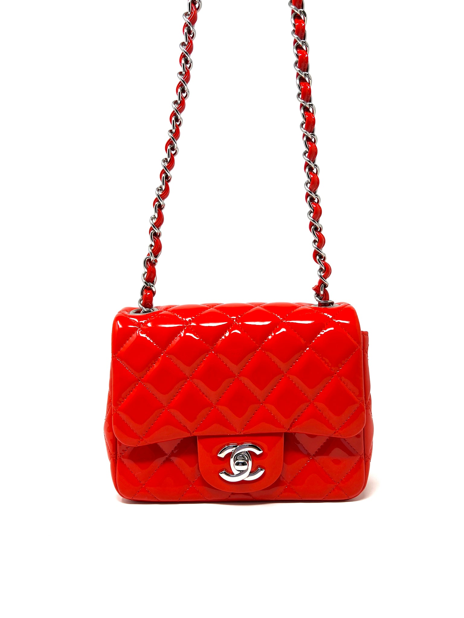 Chanel Red/Black Mini Square Graphic Flap Crossbody Bag