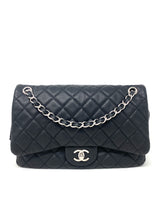 Load image into Gallery viewer, CHANEL Crumpled Grained Calfskin Quilted Large Shiva Flap Black
