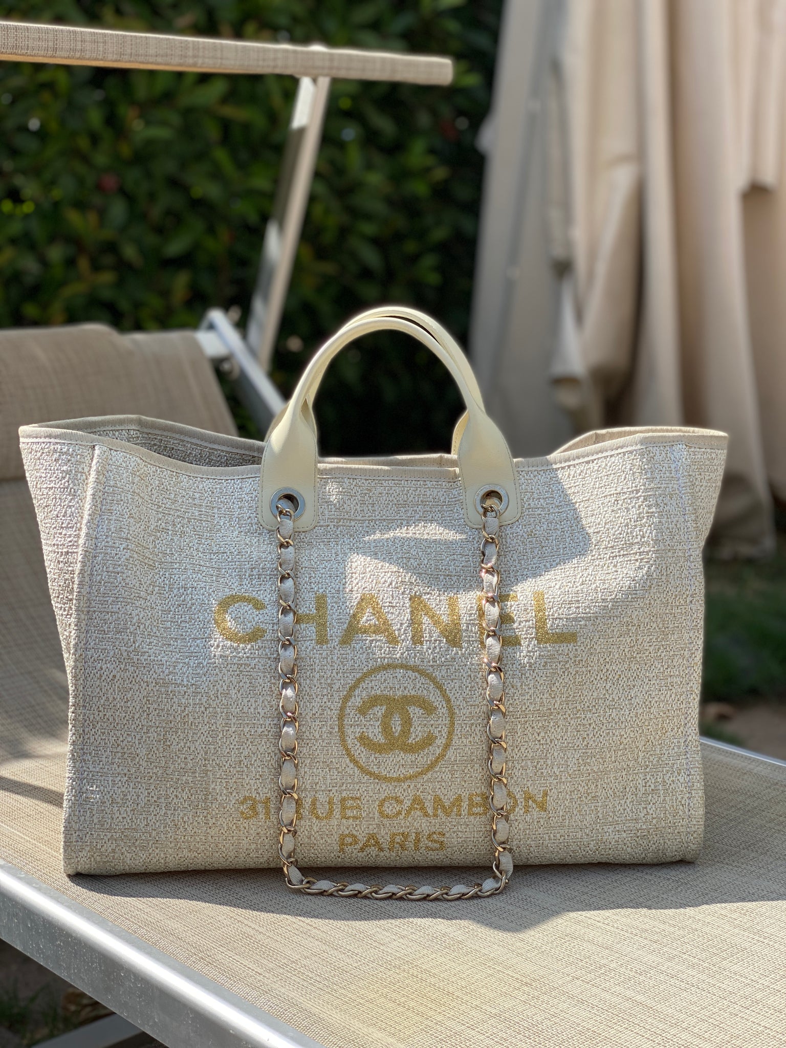 grey chanel deauville tote bag