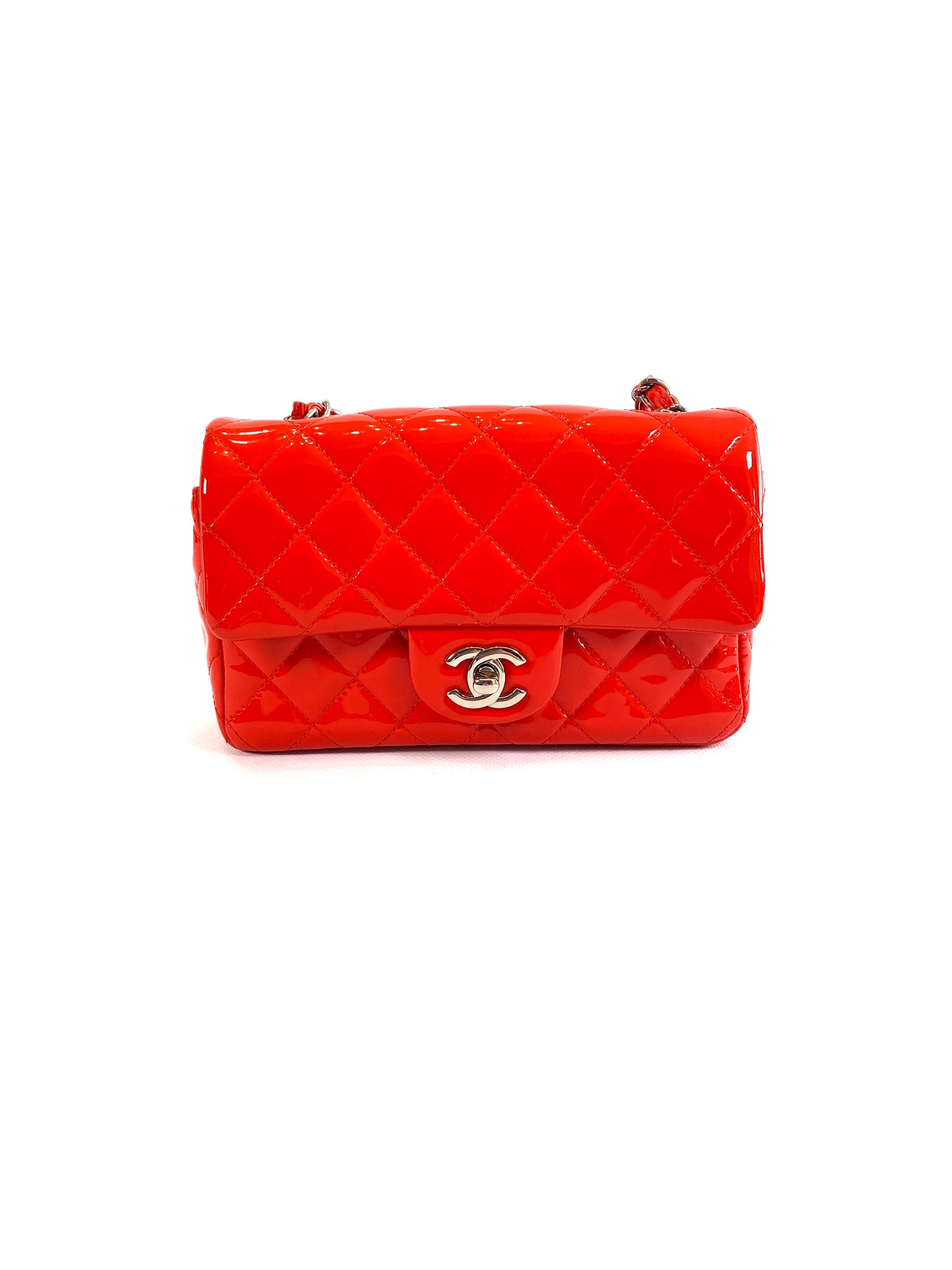 Chanel Classic Quilted Mini Rectangular Red Patent